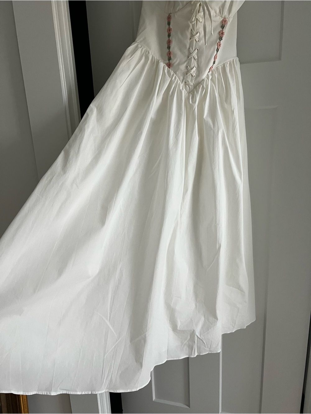 House of CB White Midi Halter Dress with Pink Floral Trim - Picture 9 of 14
